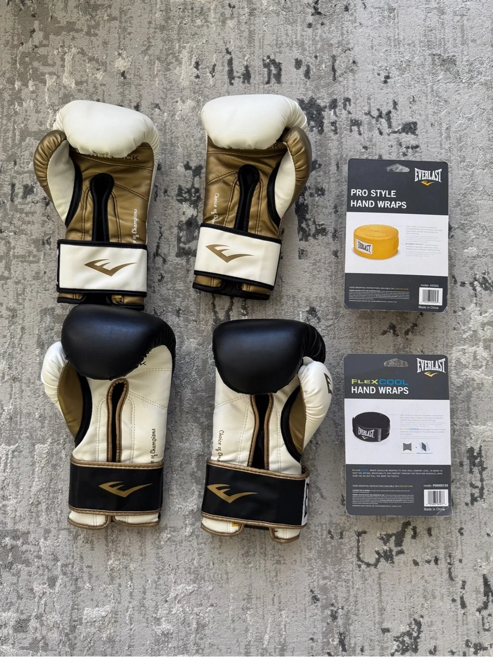 Everlast Powerlock Boxing Training Gloves + Hand Wraps Bundle